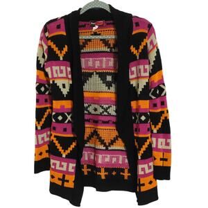 Say What? Buckle Women's Open Front Cardigan Size M Knit Long Sleeve Made In USA